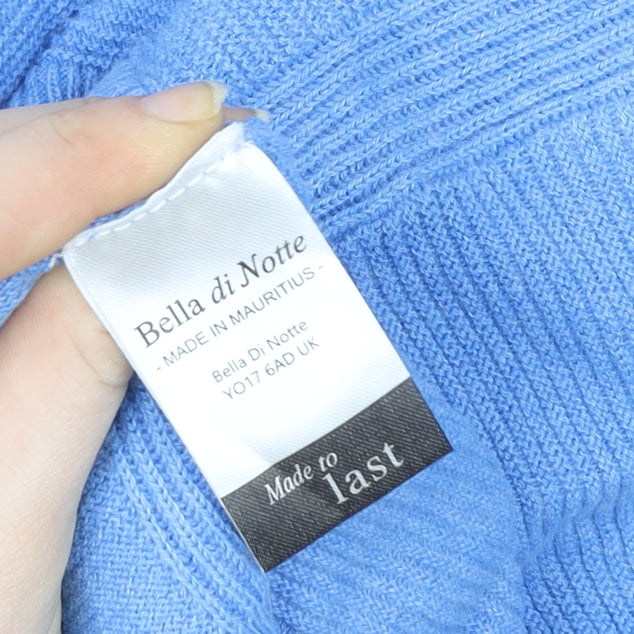 Bella di Notte Womens Blue Cotton Crew Neck Pullover Size 12