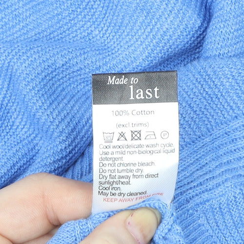 Bella di Notte Womens Blue Cotton Crew Neck Pullover Size 12