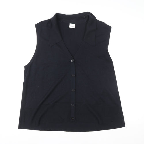 Zara Womens Black Collared Sleeveless Knit Cardigan M