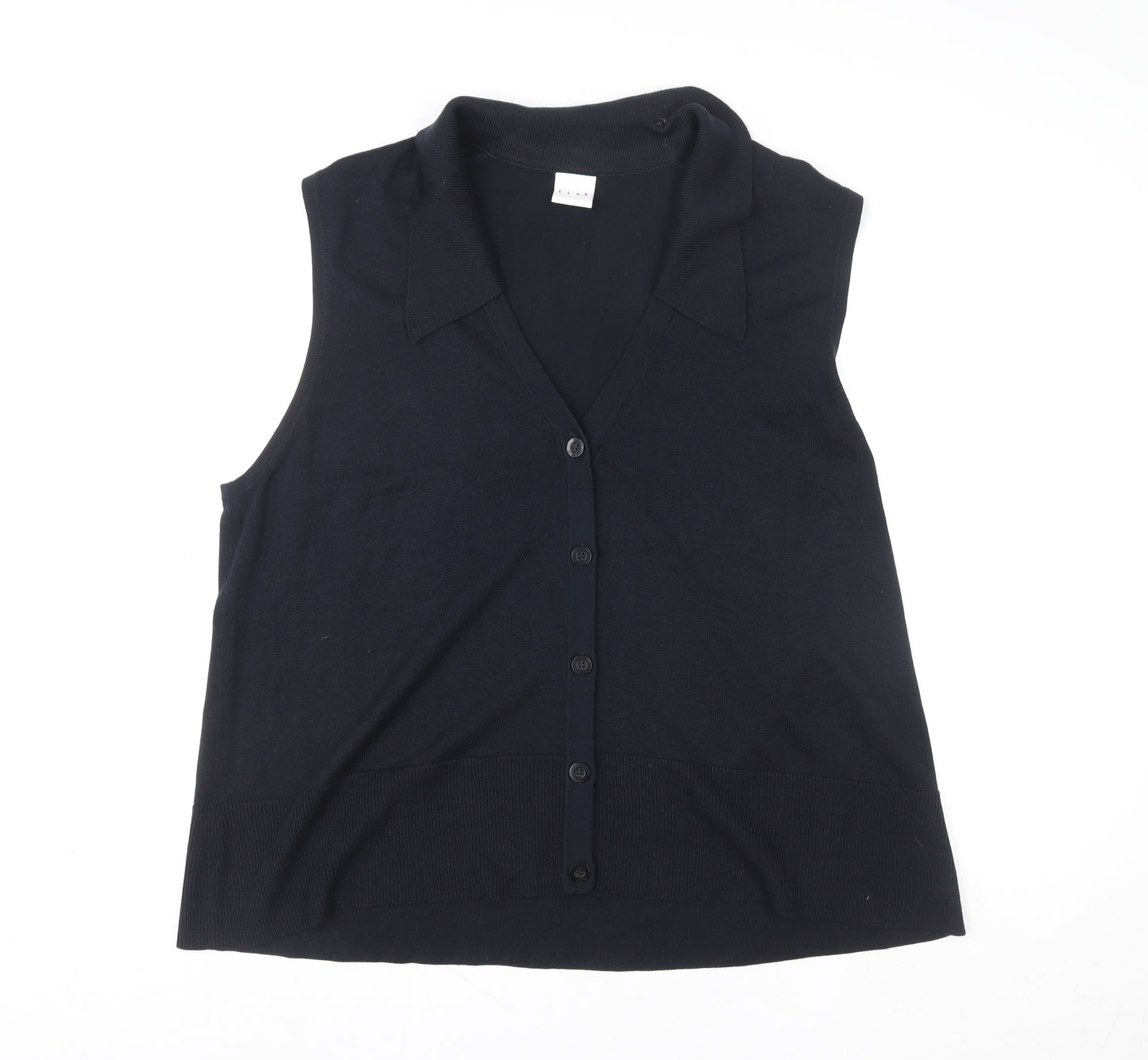 Zara Womens Black Collared Sleeveless Knit Cardigan M