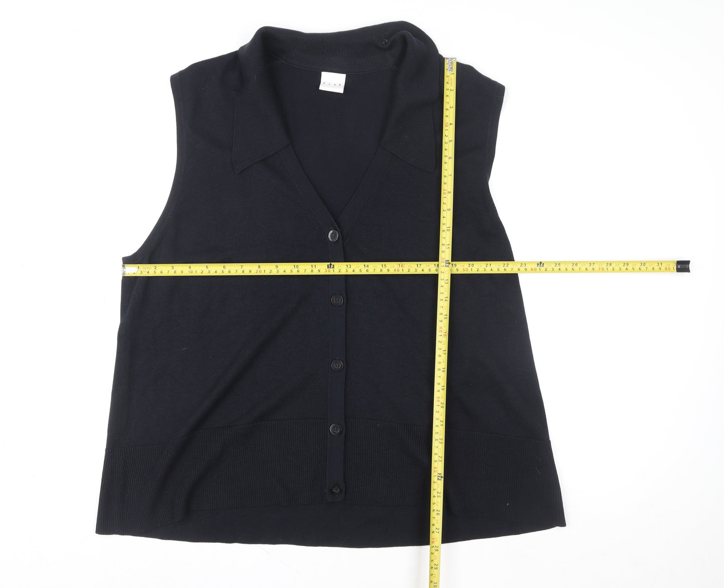 Zara Womens Black Collared Sleeveless Knit Cardigan M