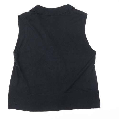 Zara Womens Black Collared Sleeveless Knit Cardigan M