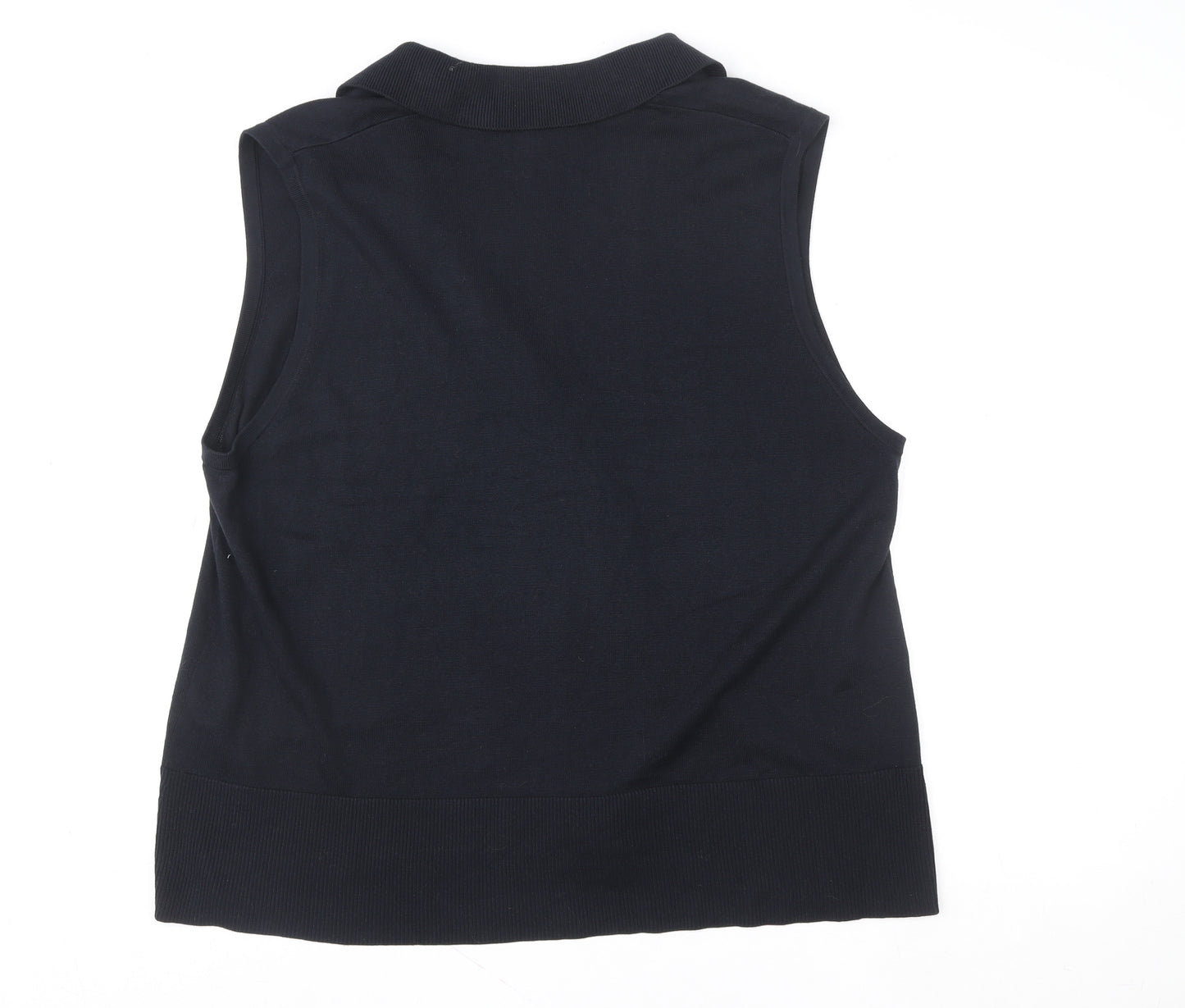 Zara Womens Black Collared Sleeveless Knit Cardigan M