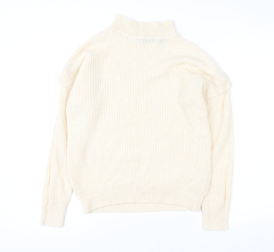 Brave Soul Women Ivory Knit Pullover Sweater Small