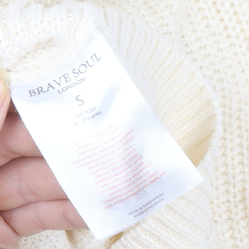 Brave Soul Women Ivory Knit Pullover Sweater Small