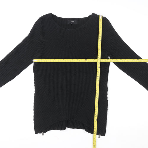 Next Womens Black Size 10 Knitted Pullover Sweatshirt with Zip Detail