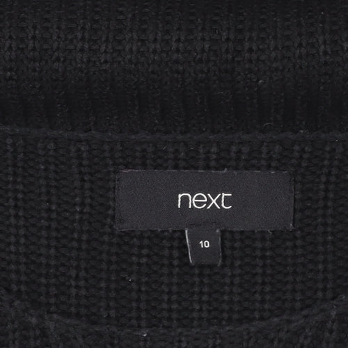 Next Womens Black Size 10 Knitted Pullover Sweatshirt with Zip Detail