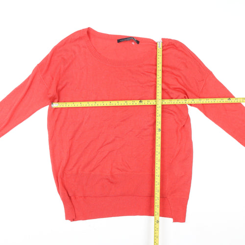 French Connection Women Coral Pullover Sweater Medium Cotton Blend