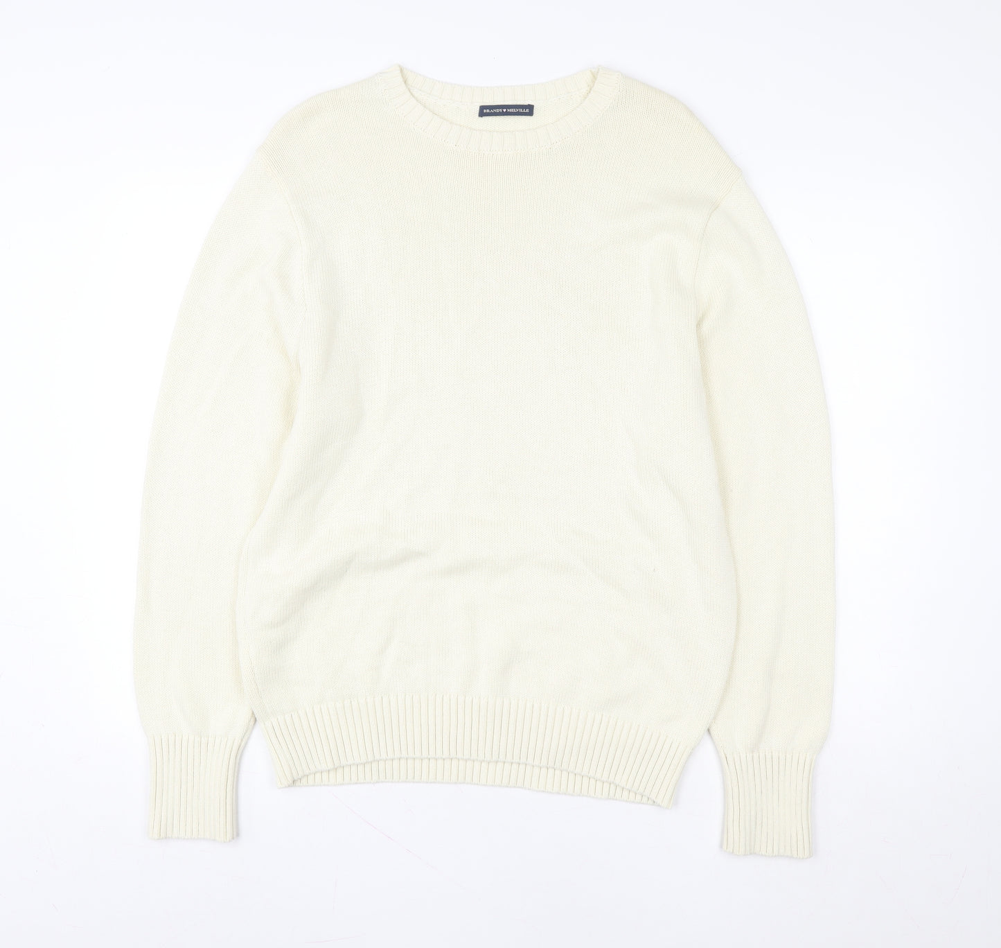 Brandy Melville Women Ivory Knit Pullover Sweatshirt One Size