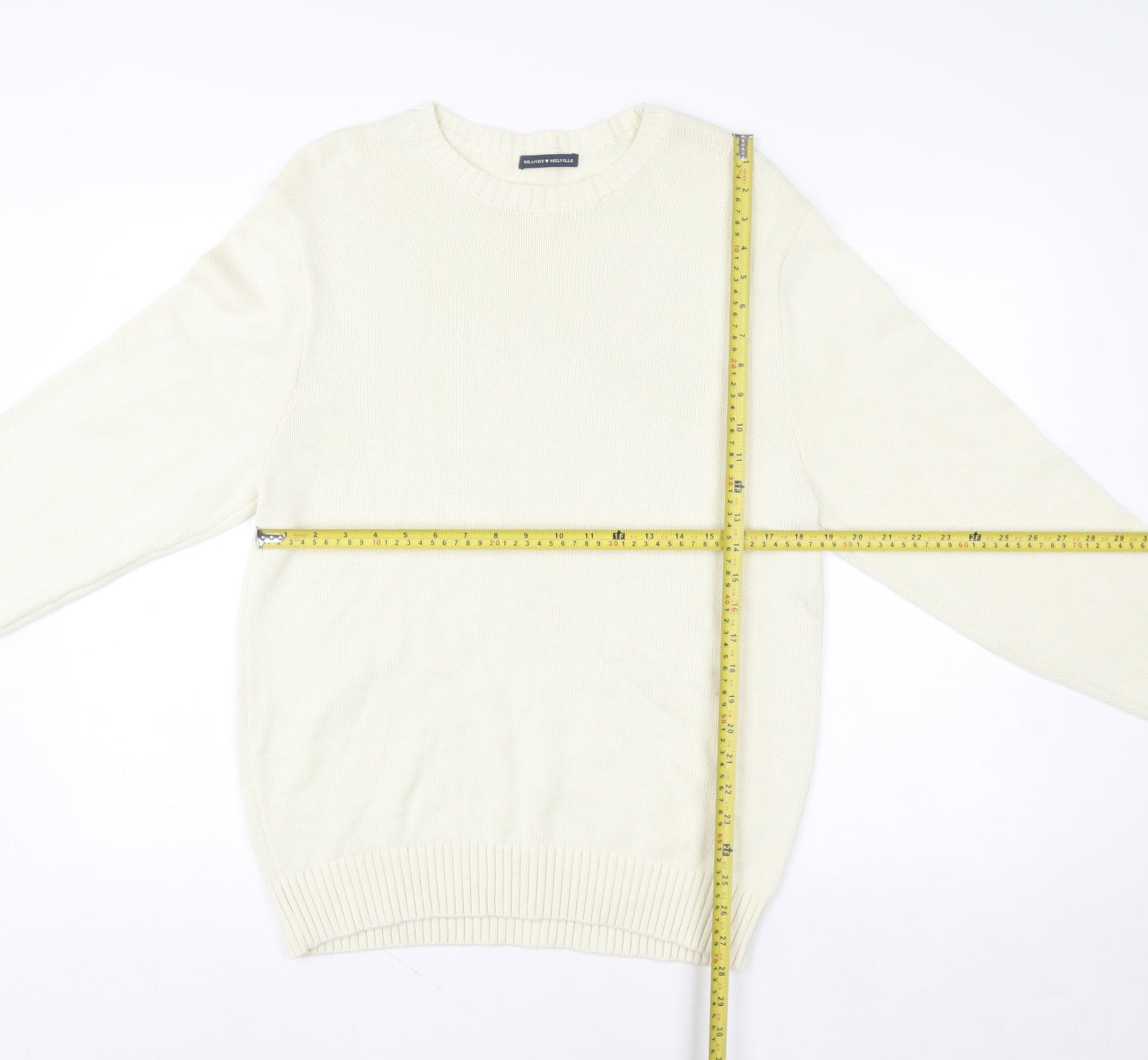 Brandy Melville Women Ivory Knit Pullover Sweatshirt One Size