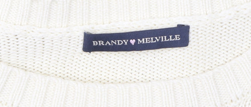 Brandy Melville Women Ivory Knit Pullover Sweatshirt One Size