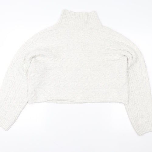 New Look Women’s Ivory Cable-Knit Roll Neck Jumper Size L