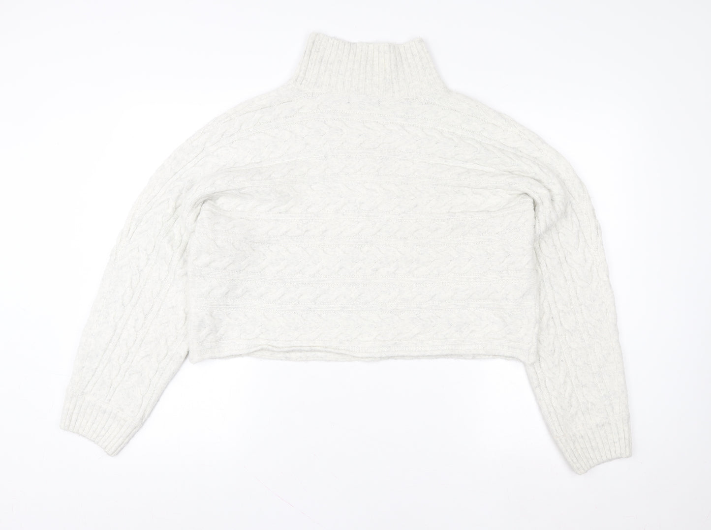 New Look Women’s Ivory Cable-Knit Roll Neck Jumper Size L