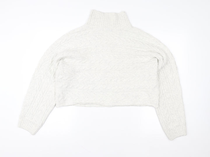 New Look Women’s Ivory Cable-Knit Roll Neck Jumper Size L
