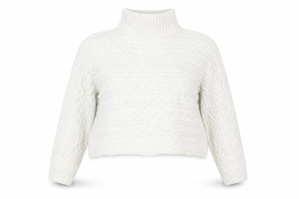 New Look Women’s Ivory Cable-Knit Roll Neck Jumper Size L
