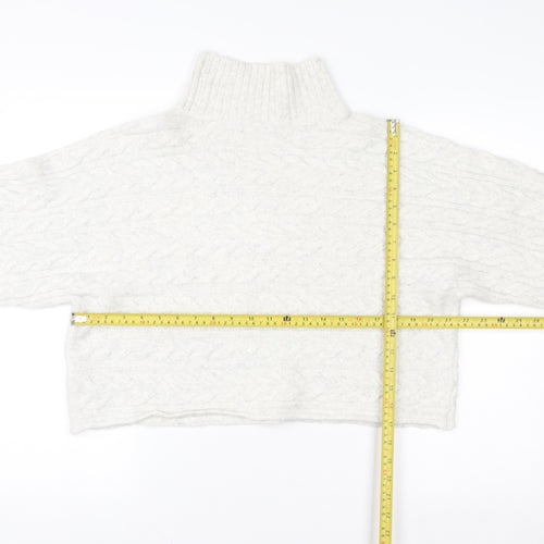 New Look Women’s Ivory Cable-Knit Roll Neck Jumper Size L