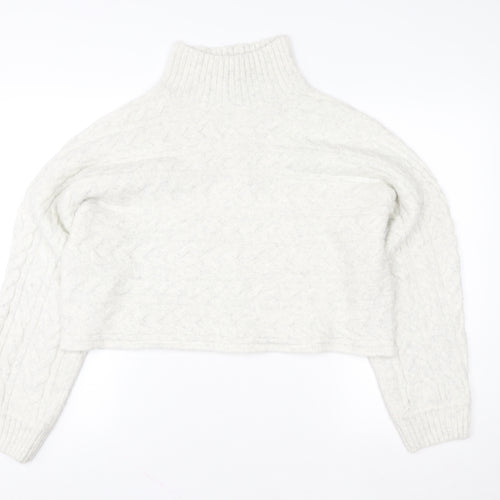 New Look Women’s Ivory Cable-Knit Roll Neck Jumper Size L