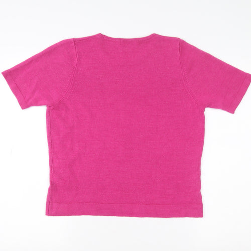 Marks and Spencer Women's Pink Short Sleeve Knit T-Shirt Size 14