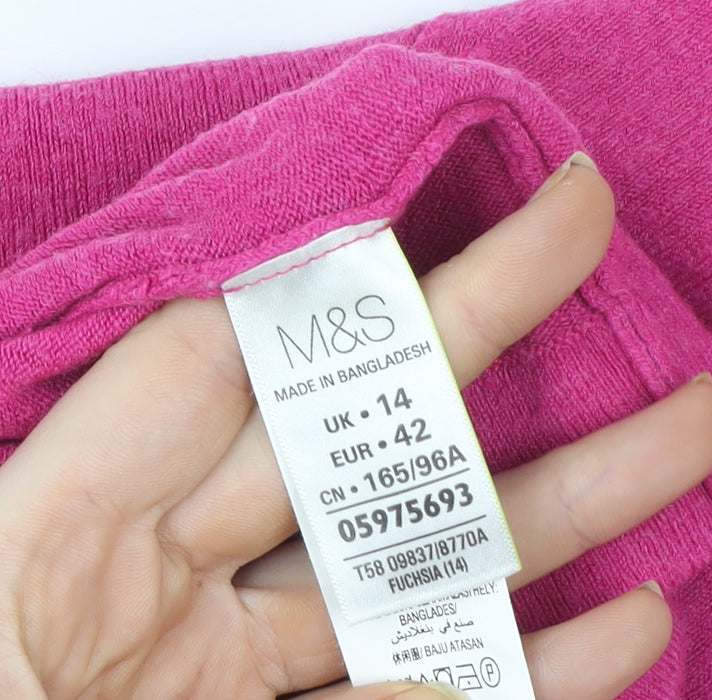 Marks and Spencer Women's Pink Short Sleeve Knit T-Shirt Size 14