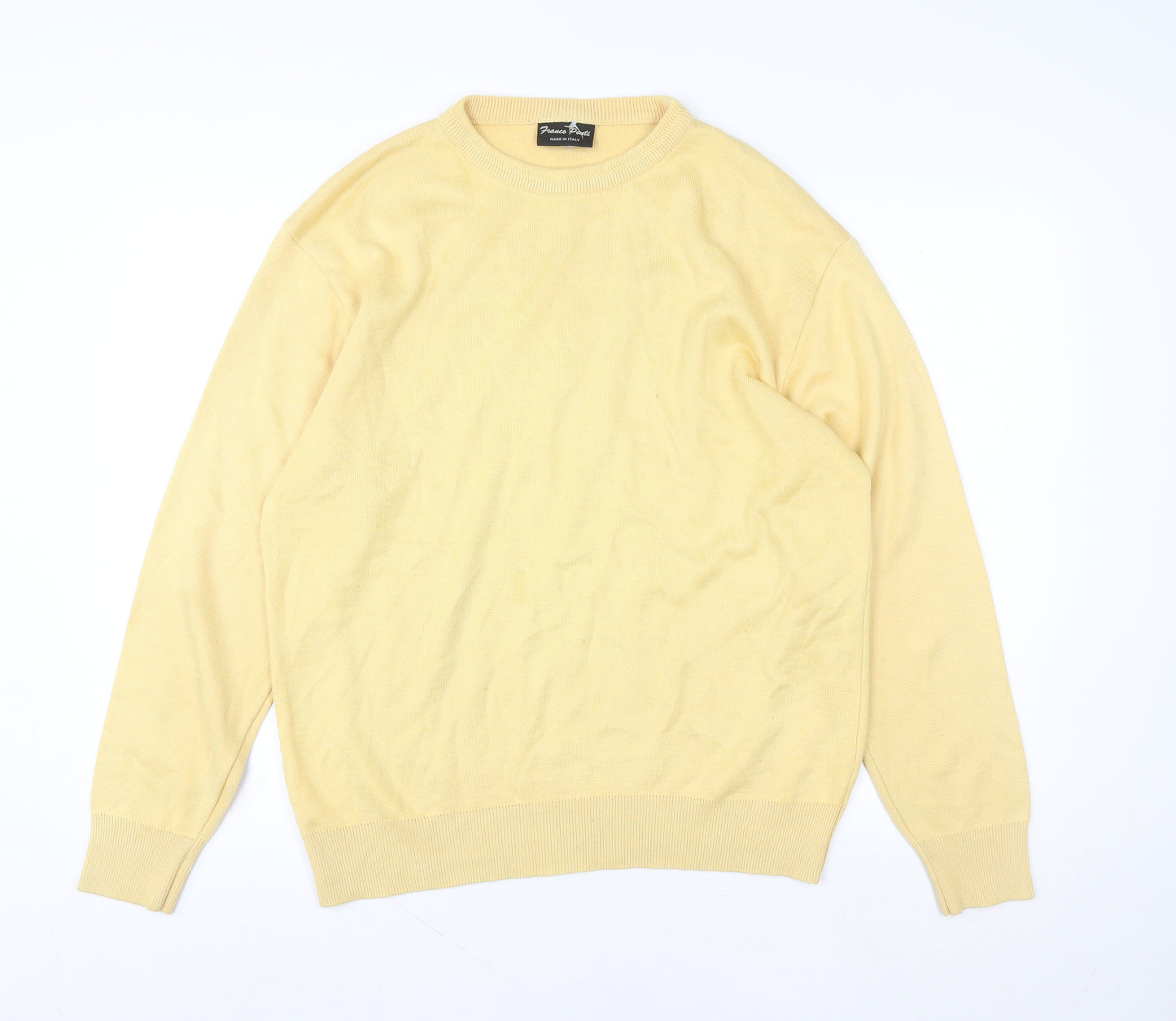 Franco Ponti Women Yellow Crew Neck Pullover Jumper Made in Italy Size M