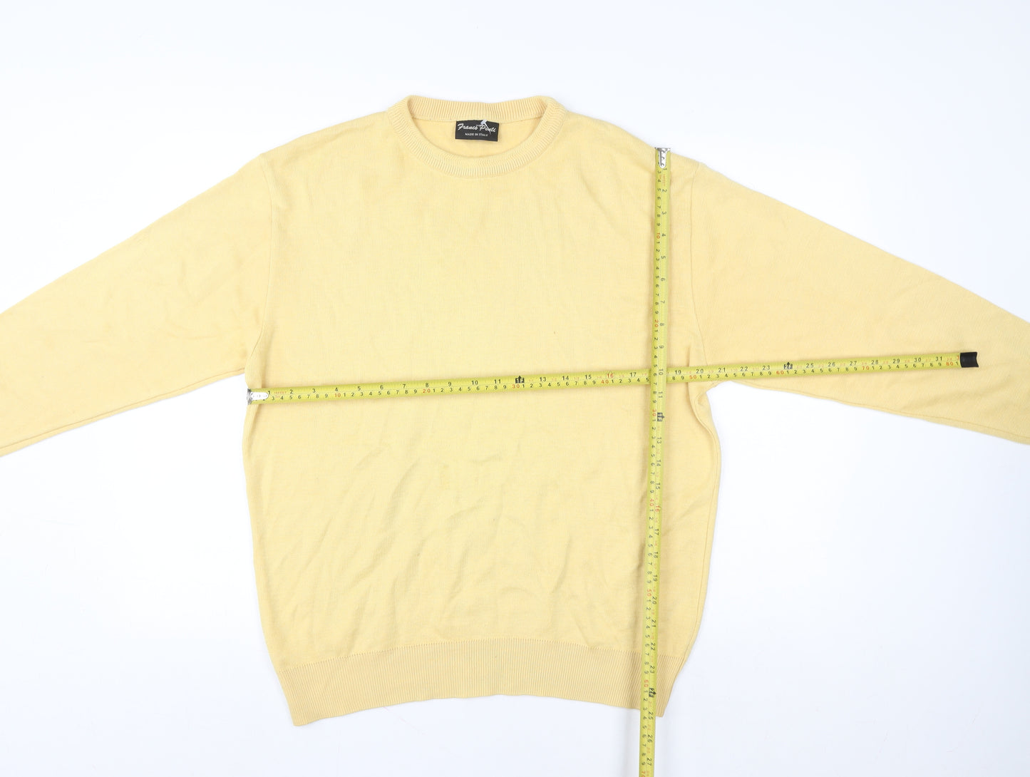 Franco Ponti Women Yellow Crew Neck Pullover Jumper Made in Italy Size M
