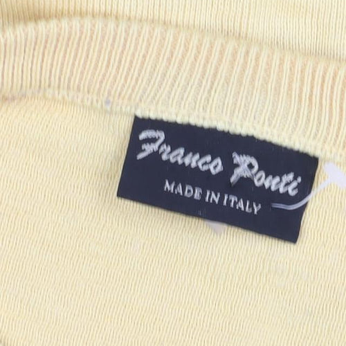 Franco Ponti Women Yellow Crew Neck Pullover Jumper Made in Italy Size M