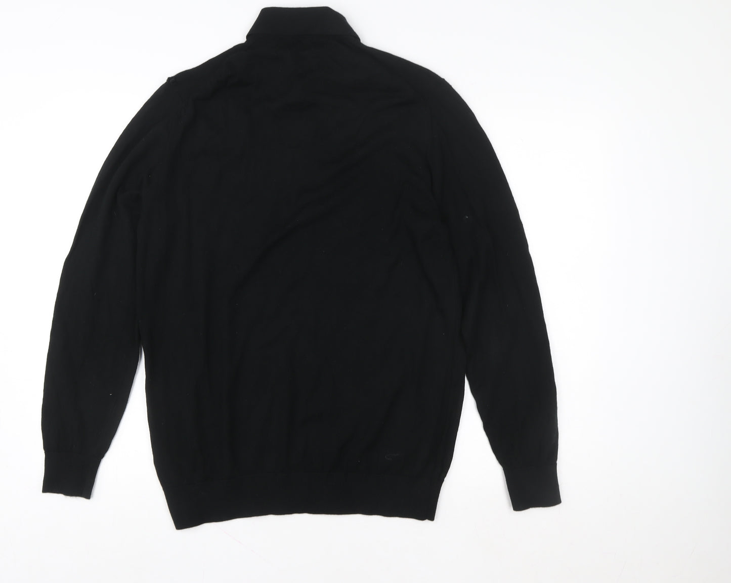 Marks and Spencer Autograph Men's Black Merino Wool Collared Henley Jumper L