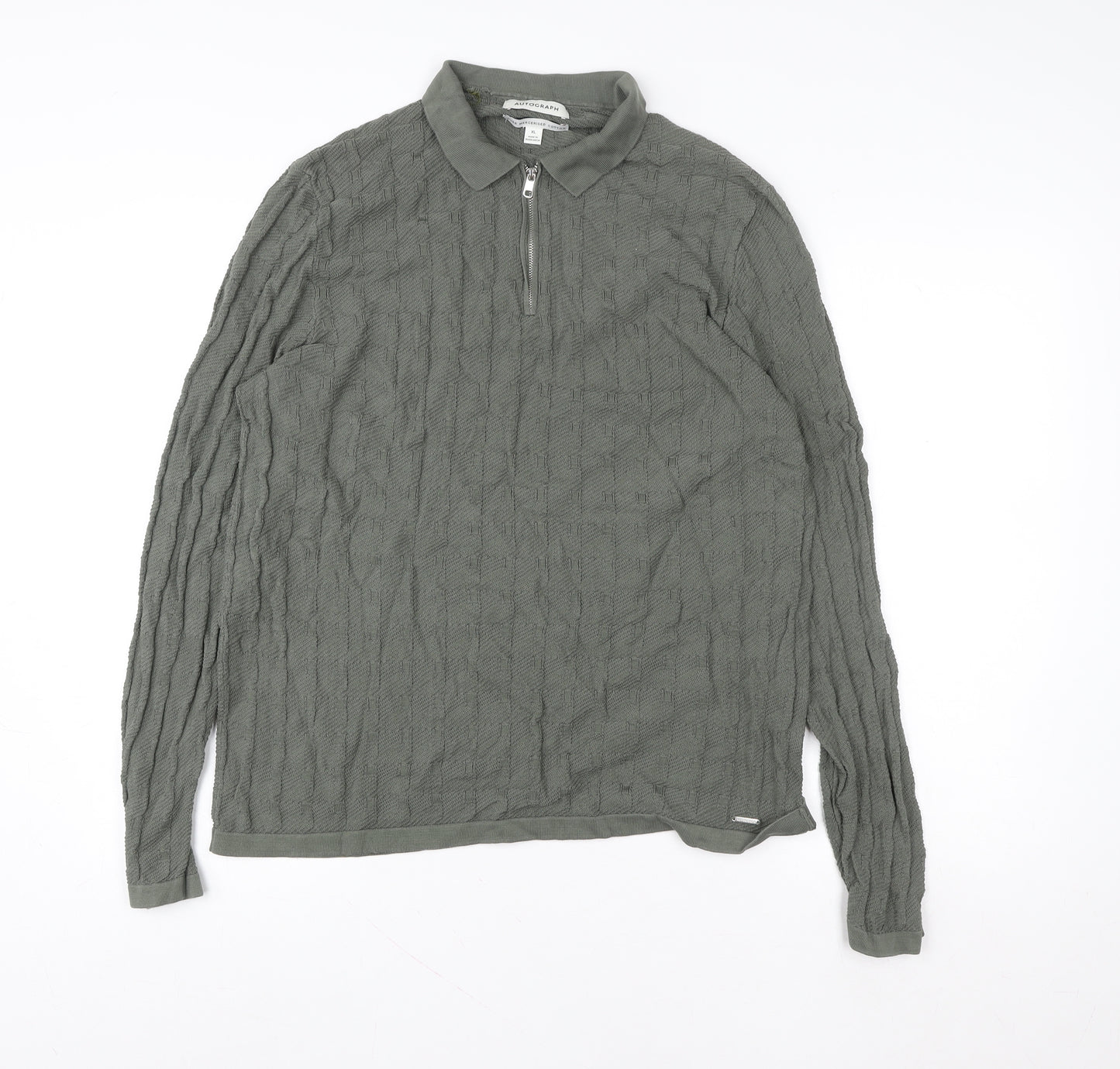 Marks and Spencer Autograph Men's Grey XL 1/2 Zip Cotton Sweatshirt