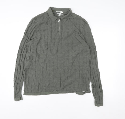 Marks and Spencer Autograph Men's Grey XL 1/2 Zip Cotton Sweatshirt