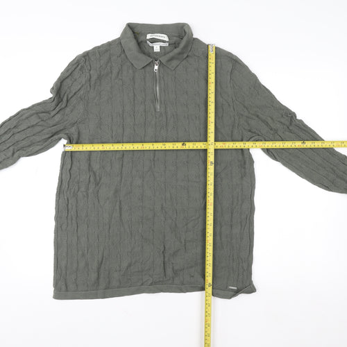 Marks and Spencer Autograph Men's Grey XL 1/2 Zip Cotton Sweatshirt