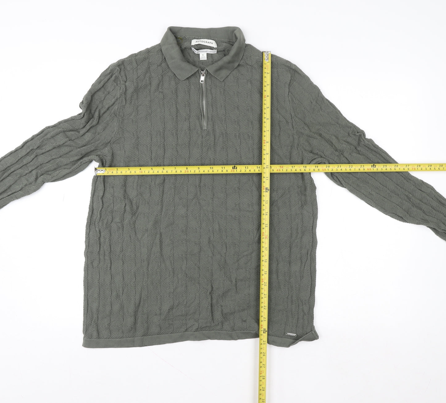 Marks and Spencer Autograph Men's Grey XL 1/2 Zip Cotton Sweatshirt