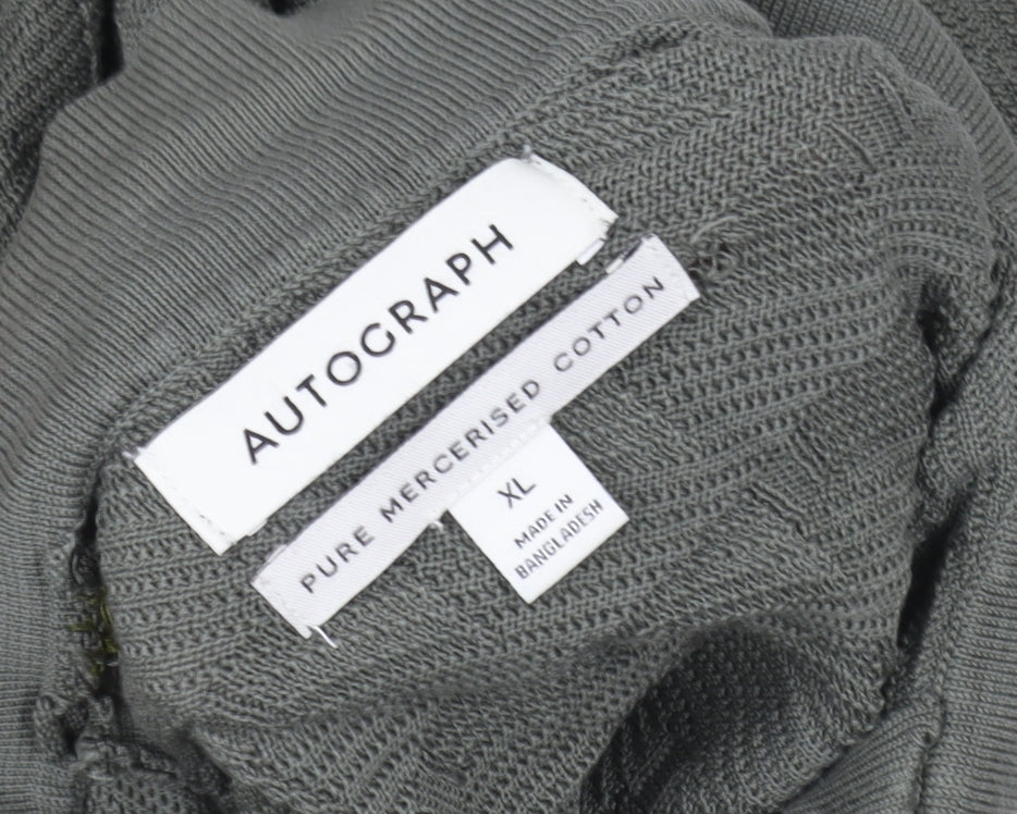 Marks and Spencer Autograph Men's Grey XL 1/2 Zip Cotton Sweatshirt