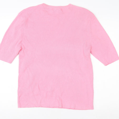 Marks and Spencer Women Petal Pink XL Ribbed Viscose Knit Top