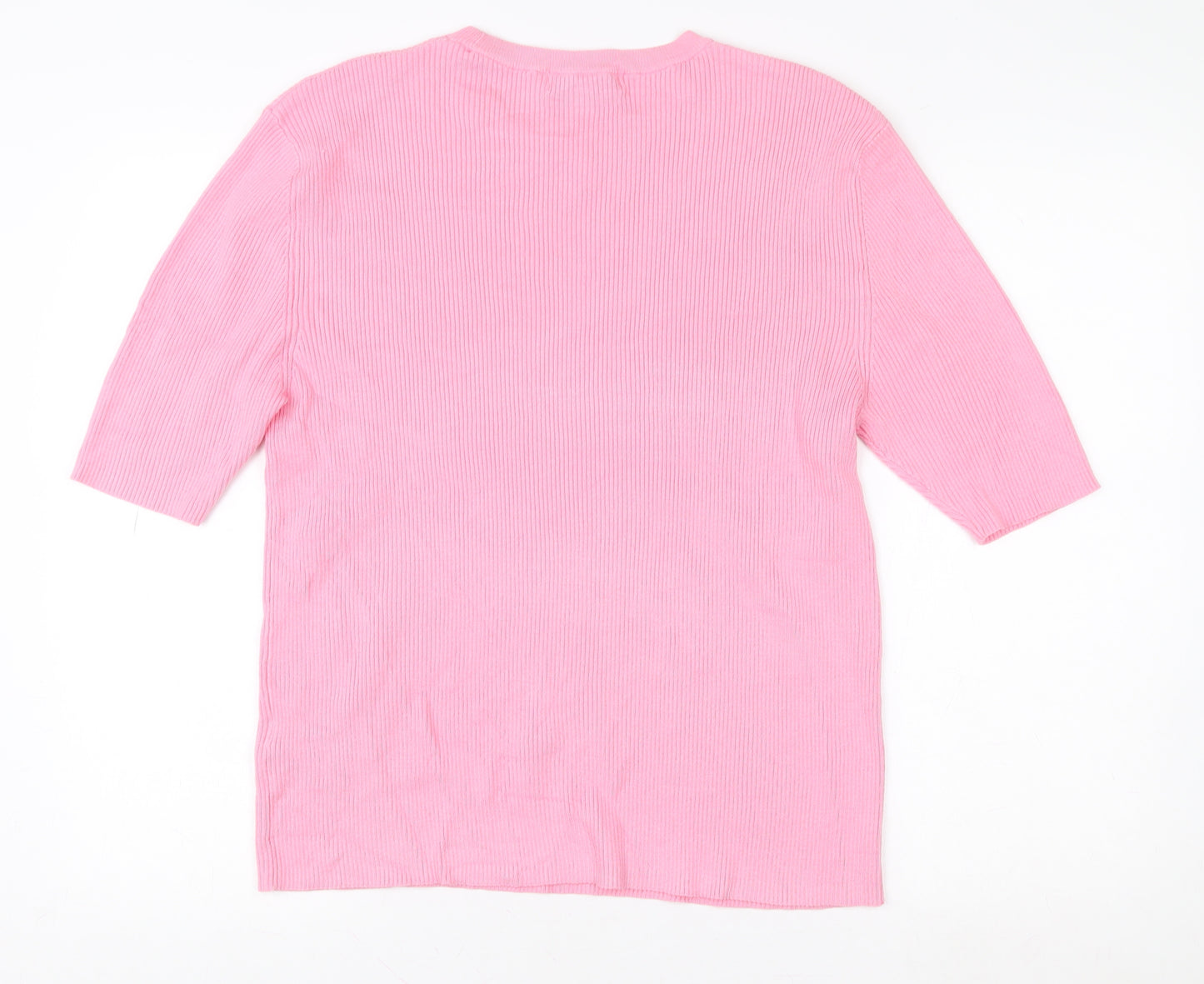 Marks and Spencer Women Petal Pink XL Ribbed Viscose Knit Top