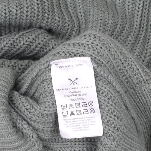 Crew Clothing Company Men's Green 1/4 Zip Cotton Knit Sweatshirt L