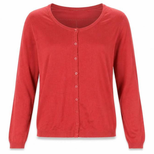 Minus Women Red Long Sleeve Button Cardigan L Knit Jumper