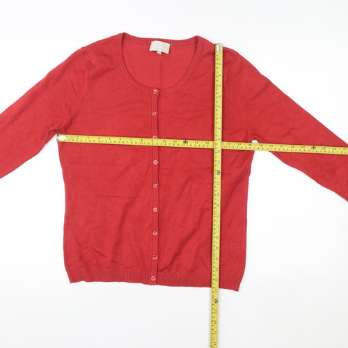 Minus Women Red Long Sleeve Button Cardigan L Knit Jumper
