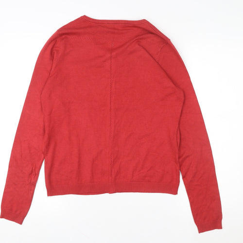 Minus Women Red Long Sleeve Button Cardigan L Knit Jumper