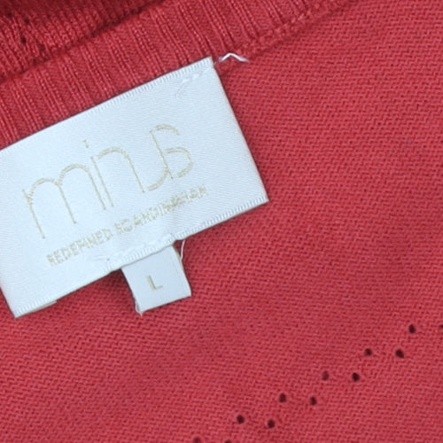 Minus Women Red Long Sleeve Button Cardigan L Knit Jumper