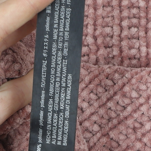Zara Women Pink Chunky-Knit Crew Neck Pullover Jumper Size 8