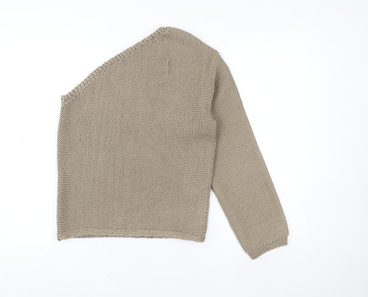 Marks and Spencer Women Beige Knit Asymmetrical Boat Neck Jumper Size S