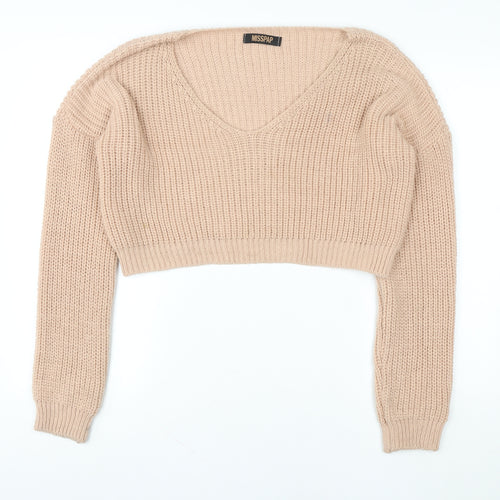 MISSPAP Women Beige Acrylic Knit Cropped Pullover Sweater Size 6