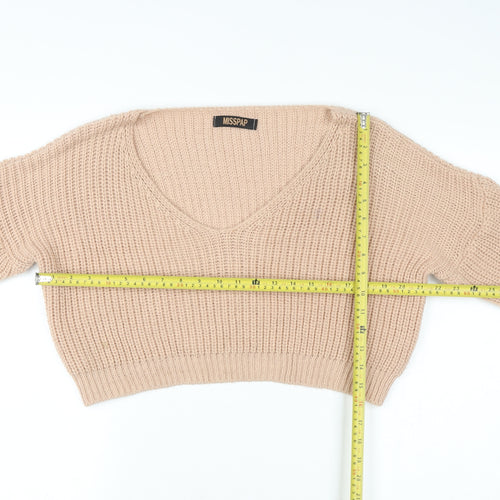 MISSPAP Women Beige Acrylic Knit Cropped Pullover Sweater Size 6