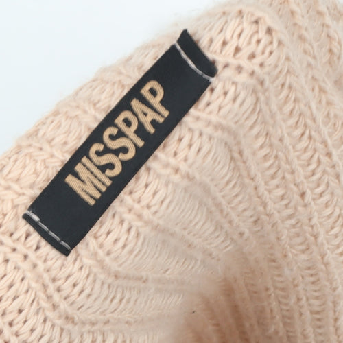 MISSPAP Women Beige Acrylic Knit Cropped Pullover Sweater Size 6