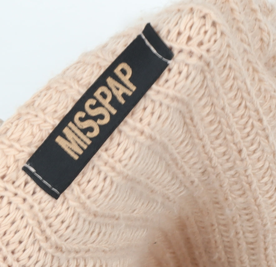 MISSPAP Women Beige Acrylic Knit Cropped Pullover Sweater Size 6