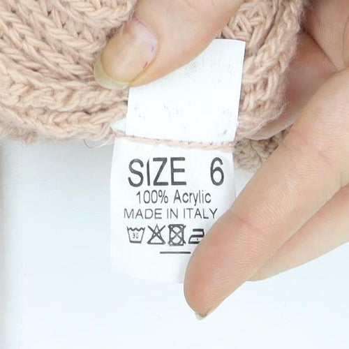 MISSPAP Women Beige Acrylic Knit Cropped Pullover Sweater Size 6