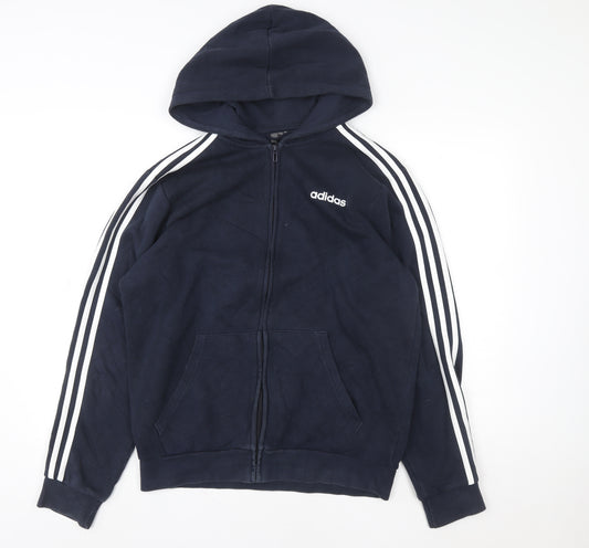 adidas Mens Blue Full Zip Hoodie M Sports Fleece Jacket