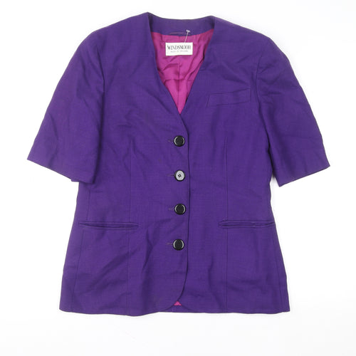 Windsmoor Women's Purple Wool Single-Breasted Short Sleeve Blazer UK 14