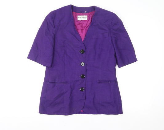 Windsmoor Women's Purple Wool Single-Breasted Short Sleeve Blazer UK 14