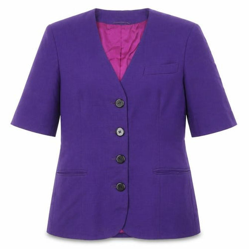Windsmoor Women's Purple Wool Single-Breasted Short Sleeve Blazer UK 14